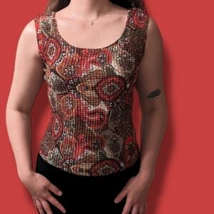 Vintage Red Paisley Tank Top